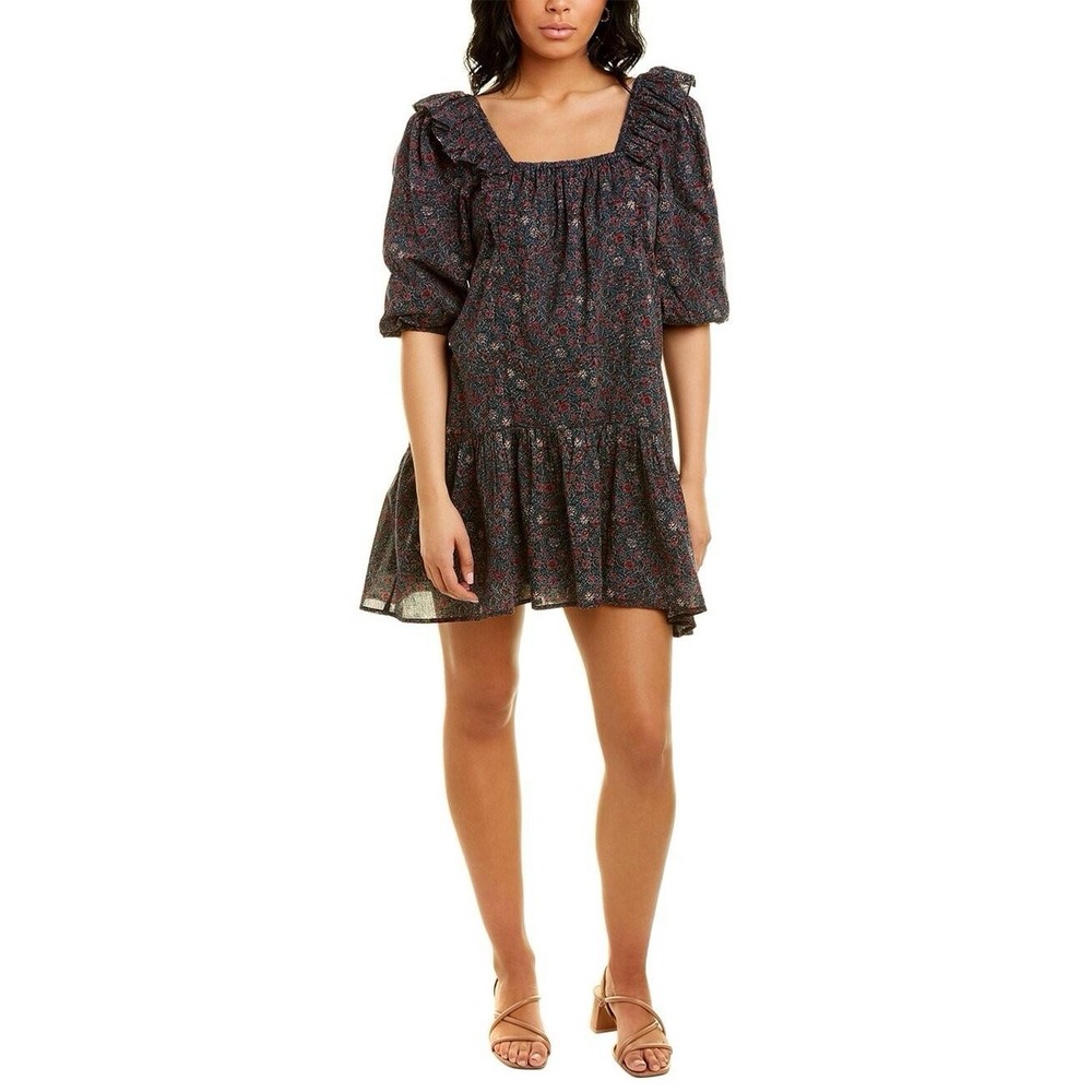 Linden Street Studio Balloon Sleeve Ruffle Trim Mini Dress Women Medium Cottage